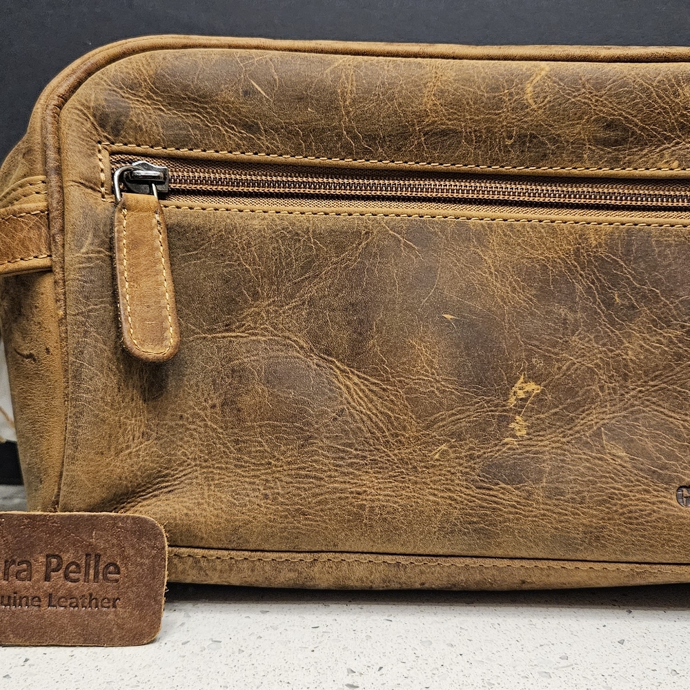 Sleek Brown Leather Men's Bag by Vera Pelle